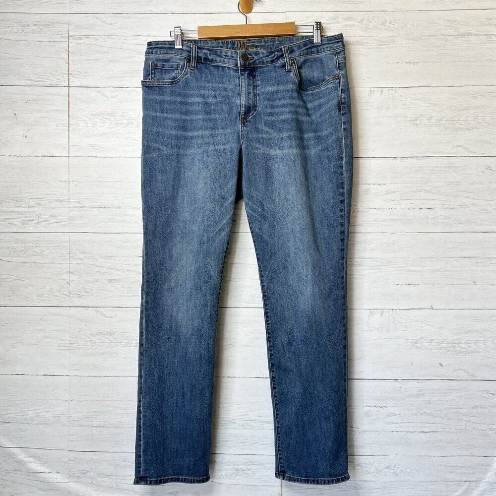 Kut from the Kloth Jeans Womens Size 16 Medium Wash Straight Leg Whiskering